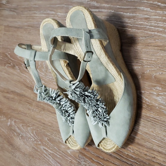 (EU41) Made in Spain Peep Toe Wedge Espadrilles Heels Fringe Vacation Cruise - Picture 4 of 12